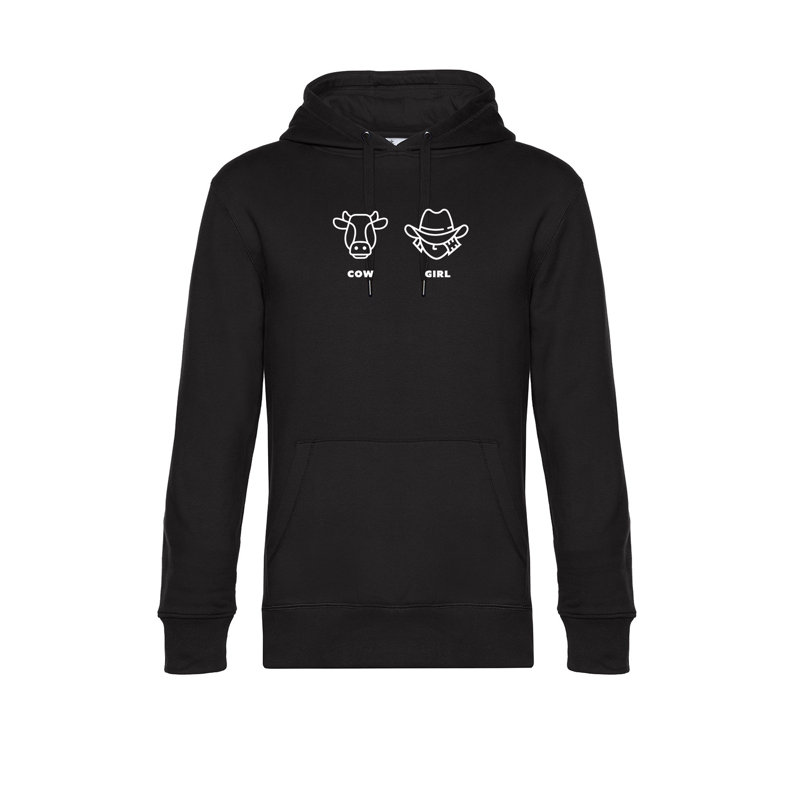 Dorfkind-1girland2cows-cowgirl-Hoodie-blackpng