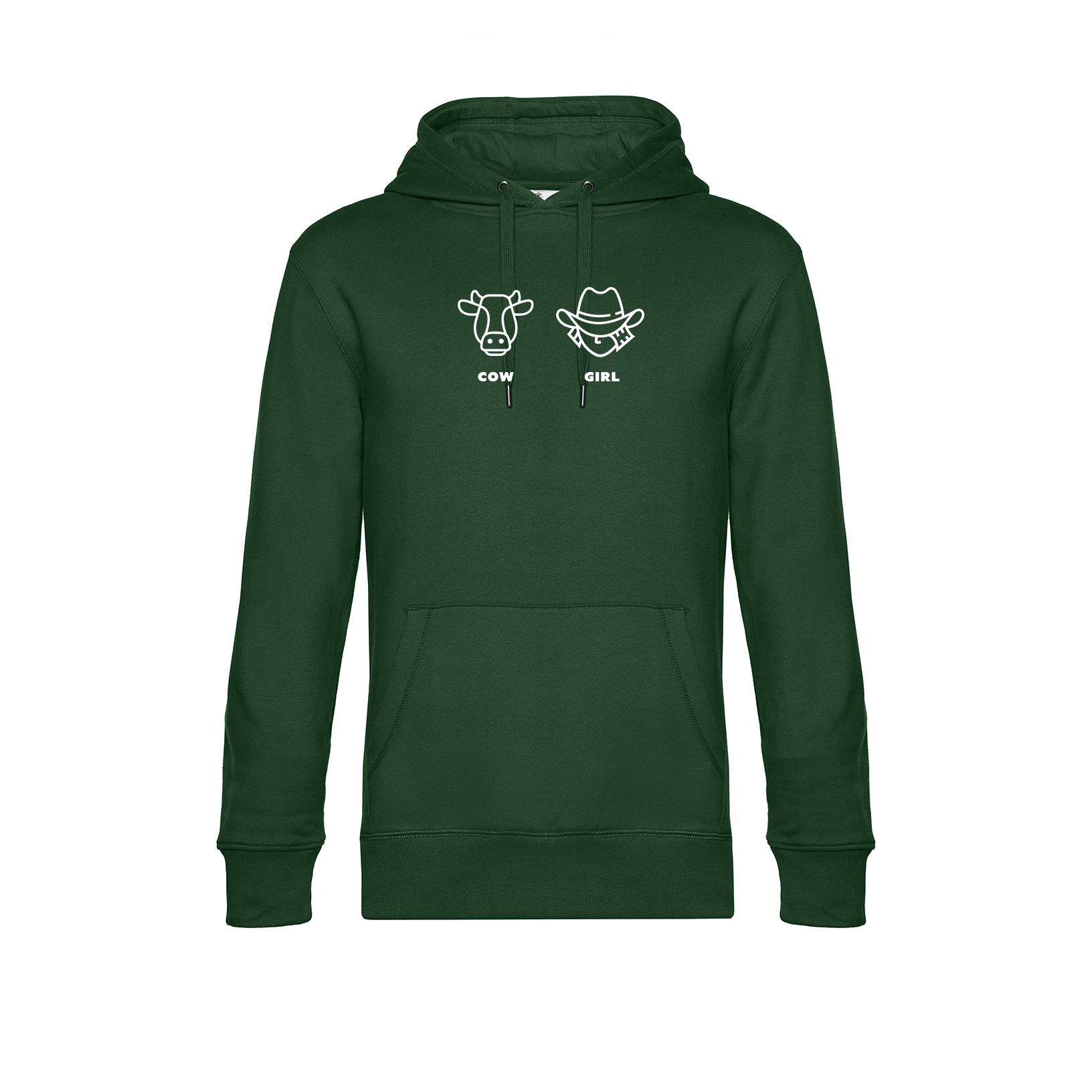 Dorfkind-1girland2cows-cowgirl-Hoodie-forestgreen