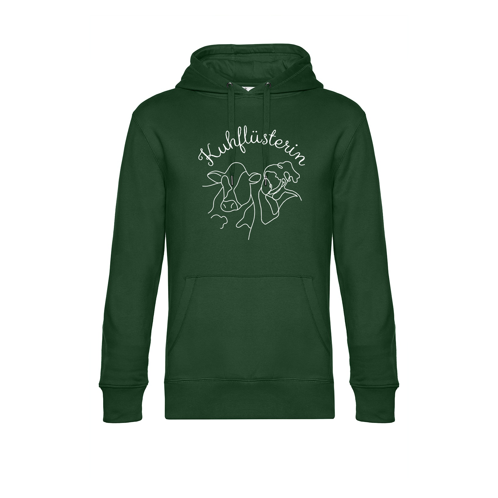 Dorfkind-1girland2cows-kuhfluesterin-hoodie-forestgreen