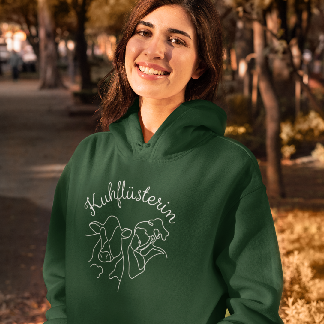 Dorfkind-1girland2cows-kuhfluesterin-hoodie-forestgreen1