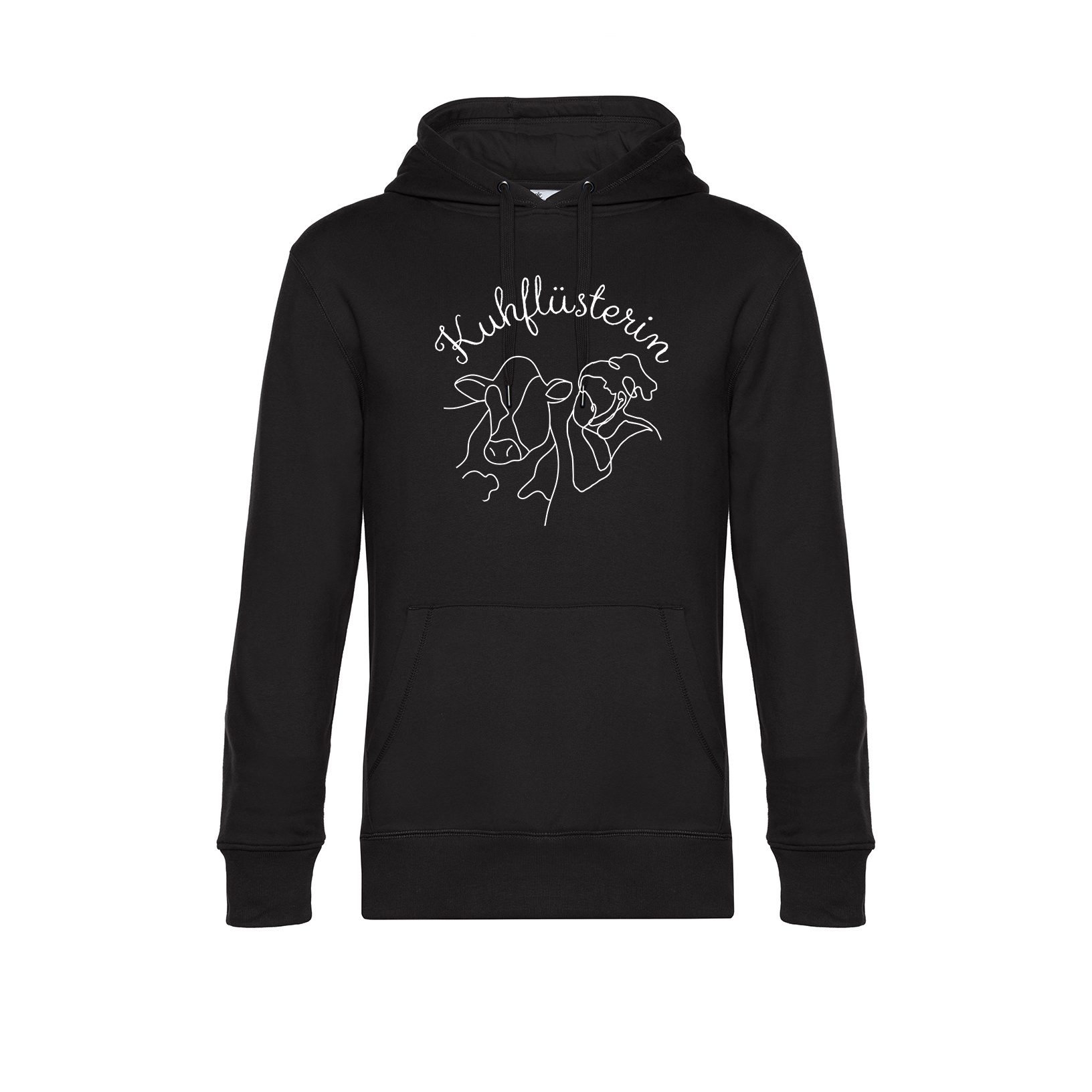 Dorfkind-1girland2cows-kuhfluesterin-hoodie-schwarz